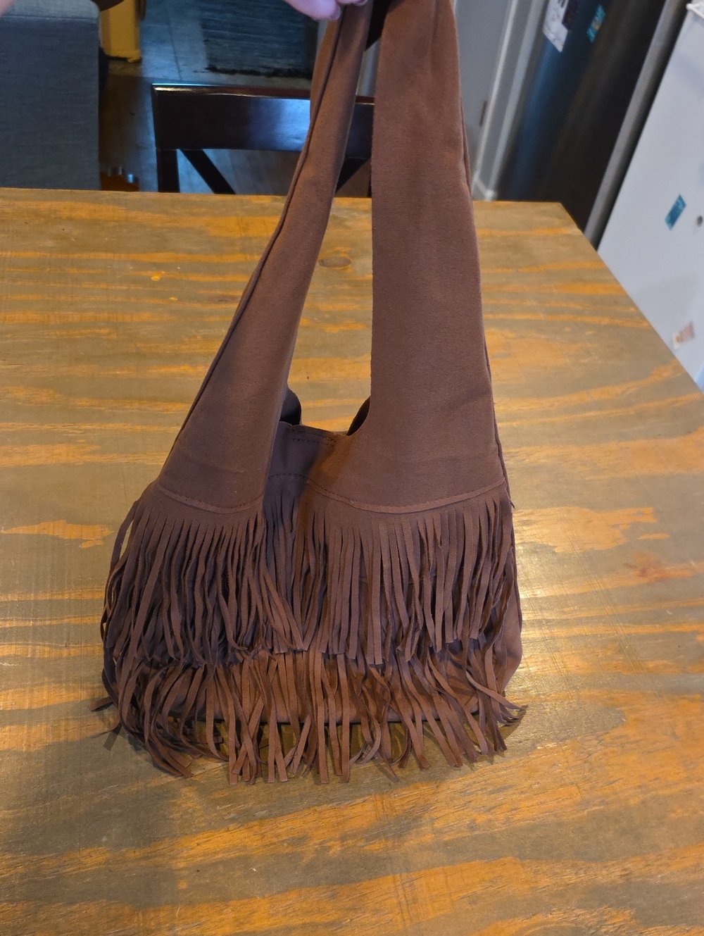 Brown Fringe Shoulder Bag